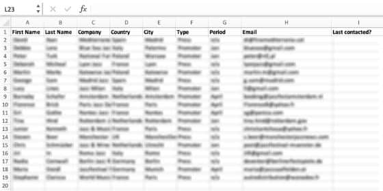 Network - spreadsheet