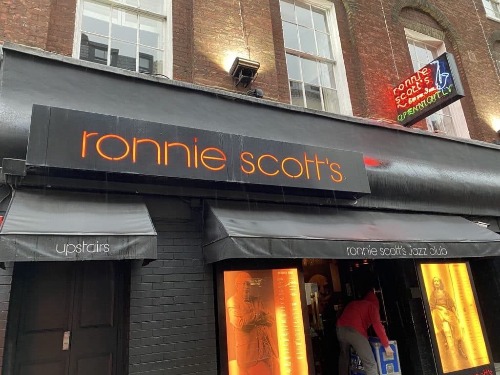 Jazz clubs in London: A photo of Ronnie Scott's Jazz Club in London, taken in autumn 2023 by Matt Fripp of Jazzfuel.com