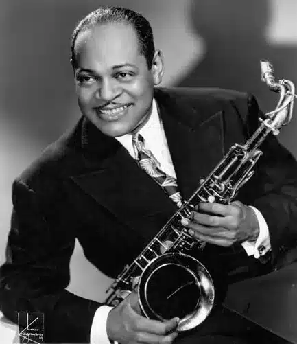 Coleman Hawkins with his saxophone